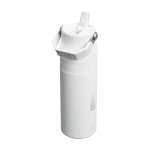 Bouteille en inox recyclé avec paille 700 ml Stanley IceFlow™ 2.0 couleur blanc/bleu vue impression avec logo 2