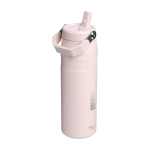 Bouteille en inox recyclé avec paille 700 ml Stanley IceFlow™ 2.0 couleur rose clair  vue impression avec logo 2