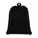 Sac à dos à cordons en sherpa recyclé avec poche frontale 9 L couleur noir deuxième vue frontale