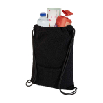 Sac à dos à cordons en sherpa recyclé avec poche frontale 9 L couleur noir deuxième vue