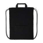 Sac à dos à cordons en sherpa recyclé avec poche frontale 9 L couleur noir troisième vue frontale
