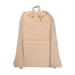 Sac à dos à cordons en sherpa recyclé avec poche frontale 9 L couleur naturel deuxième vue frontale