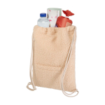 Sac à dos à cordons en sherpa recyclé avec poche frontale 9 L couleur naturel deuxième vue