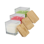 Bougie parfumée en verre avec couvercle bambou 40 g couleur blanc deuxième vue en couleurs