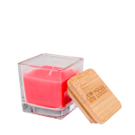 Bougie parfumée en verre avec couvercle bambou 40 g avec zone d'impression