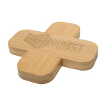 Dessous de plat en bambou petit format avec coins arrondis couleur naturel vue impression avec logo 2