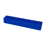 Pilulier multivitaminé avec sept compartiments étiquetés couleur bleu