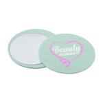 Miroir de maquillage élégant et coulissant pour des retouches rapides couleur vert doux vue avec impression sérigraphique