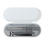 Set de manucure contenant tous les outils essentiels couleur blanc deuxième vue frontale