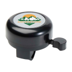 Sonnette de vélo en aluminium et plastique avec un son puissant couleur noir vue avec impression sérigraphique