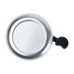 Sonnette de vélo en aluminium et plastique avec un son puissant couleur argenté deuxième vue frontale