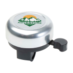 Sonnette de vélo en aluminium et plastique avec un son puissant couleur argenté vue avec impression sérigraphique