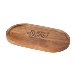 Plateau élégant en bois d’acacia de qualité pour le service couleur bois vue impression avec logo 2