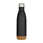 Bouteille en acier inoxydable à double paroi avec base en liège 500 ml couleur noir deuxième vue frontale