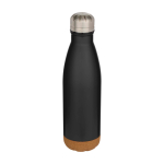 Bouteille en acier inoxydable à double paroi avec base en liège 500 ml couleur noir