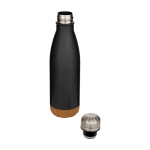 Bouteille en acier inoxydable à double paroi avec base en liège 500 ml couleur noir deuxième vue
