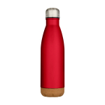 Bouteille en acier inoxydable à double paroi avec base en liège 500 ml couleur rouge deuxième vue frontale