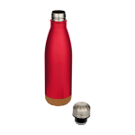 Bouteille en acier inoxydable à double paroi avec base en liège 500 ml couleur rouge deuxième vue