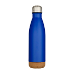 Bouteille en acier inoxydable à double paroi avec base en liège 500 ml couleur bleu roi deuxième vue frontale