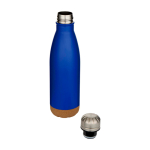 Bouteille en acier inoxydable à double paroi avec base en liège 500 ml couleur bleu roi deuxième vue