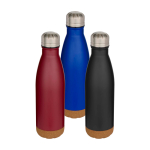 Bouteille en acier inoxydable à double paroi avec base en liège 500 ml couleur bleu roi deuxième vue en couleurs