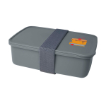 Lunch box en plastique recyclé pour entreprise 800 ml couleur gris foncé vue avec impression sérigraphique