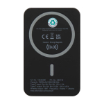 Batterie externe sans fil magnétique en plastique recyclé 10 000 mAh couleur noir deuxième vue arrière