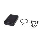 Batterie externe sans fil magnétique en plastique recyclé 10 000 mAh couleur noir troisième vue
