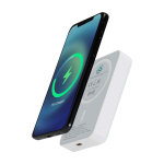 Batterie externe sans fil magnétique en plastique recyclé 10 000 mAh couleur blanc