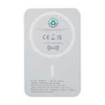 Batterie externe sans fil magnétique en plastique recyclé 10 000 mAh couleur blanc deuxième vue arrière