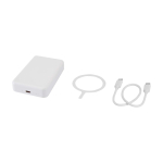 Batterie externe sans fil magnétique en plastique recyclé 10 000 mAh couleur blanc troisième vue