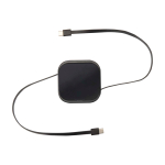 Câble rétractable 5-en-1 à charge rapide et transfert de données 100 W couleur noir deuxième vue frontale