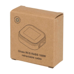 Câble rétractable 5-en-1 à charge rapide et transfert de données 100 W couleur blanc deuxième vue avec boîte