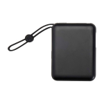 Batterie externe en plastique recyclé avec charge rapide 10 000 mAh couleur noir deuxième vue frontale