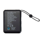 Batterie externe en plastique recyclé avec charge rapide 10 000 mAh couleur noir deuxième vue arrière