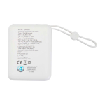 Batterie externe en plastique recyclé avec charge rapide 10 000 mAh couleur blanc deuxième vue arrière