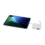 Batterie externe en plastique recyclé avec charge rapide 10 000 mAh couleur blanc troisième vue