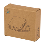 Batterie externe en plastique recyclé avec charge rapide 10 000 mAh couleur blanc deuxième vue avec boîte