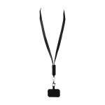 Lanyard téléphone en plastique recyclé et câble de charge 5-en-1 65 W couleur noir deuxième vue frontale