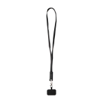 Lanyard téléphone en plastique recyclé et câble de charge 5-en-1 65 W couleur noir
