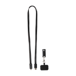 Lanyard téléphone en plastique recyclé et câble de charge 5-en-1 65 W couleur noir troisième vue