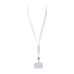 Lanyard téléphone en plastique recyclé et câble de charge 5-en-1 65 W couleur blanc deuxième vue frontale