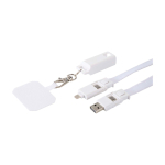 Lanyard téléphone en plastique recyclé et câble de charge 5-en-1 65 W couleur blanc vue détail 1