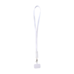 Lanyard téléphone en plastique recyclé et câble de charge 5-en-1 65 W couleur blanc troisième vue frontale
