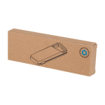 Powerbank écologique résistante à l’eau avec mousqueton 5 000 mAh couleur blanc deuxième vue avec boîte