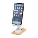 Support pliable pour téléphone de bureau avec base en bambou couleur blanc