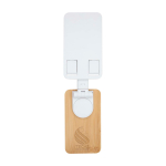 Support pliable pour téléphone de bureau avec base en bambou couleur blanc vue impression avec logo 2