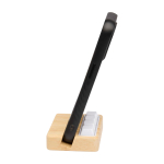 Support de téléphone en bambou avec jouet antistress à touches couleur bois vue latérale