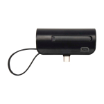 Batterie externe 2-en-1 en plastique recyclé avec support pliable couleur noir vue détail 1
