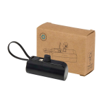 Batterie externe 2-en-1 en plastique recyclé avec support pliable couleur noir troisième vue